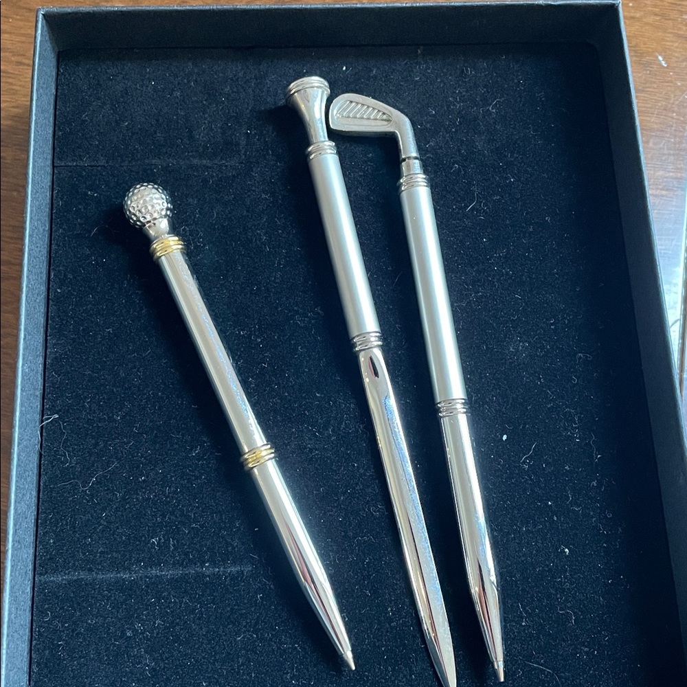 925 Sterling Golf-Themed Metal Letter Openers - Silver with Gold Accents